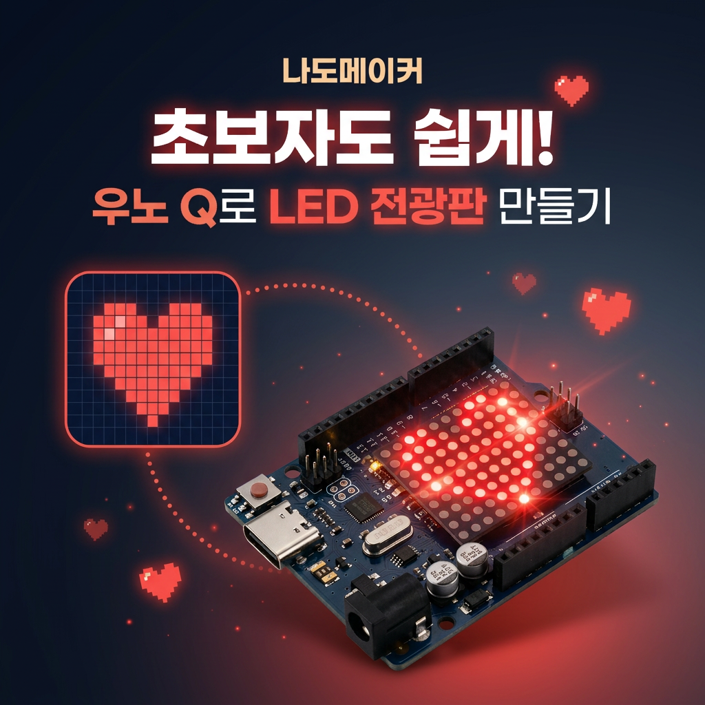초보자도 쉽게! 아두이노 우노 Q로 LED 전광판 만들기