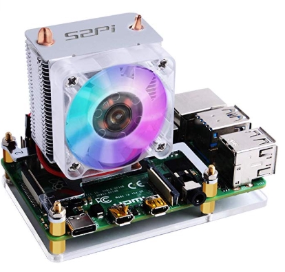 라즈베리파이4 B/3B+ GeeekPi 52Pi ICE Tower CPU 쿨링 RGB LED 팬 V2.0