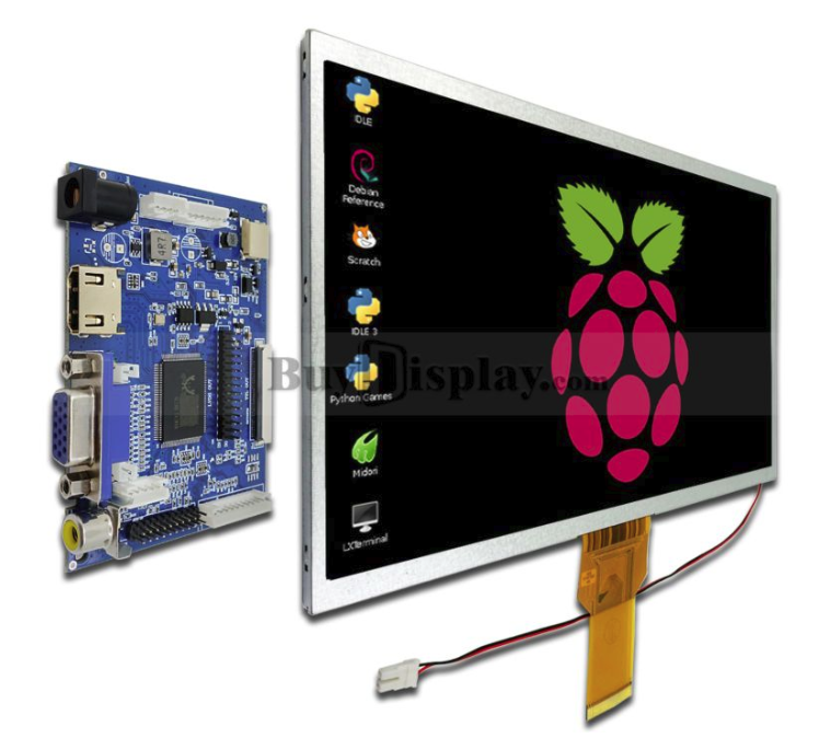 10.1 인치 라즈베리파이 스크린+ w/ HDMI+Video+VGA Driver Board,1024x600,터치패널 별도구매