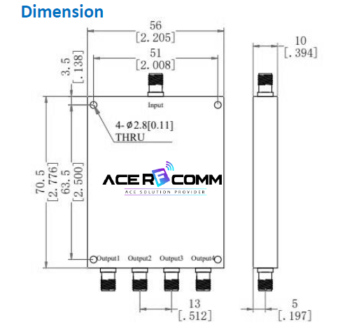 [P-0108.S420.1] 전력분배기 SMA 4Way 20Watt 1~8GHz