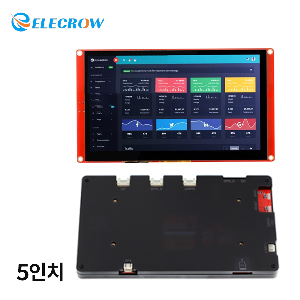 ESP32 Display 5.0인치 HMI 디스플레이, 800x480 해상도, RGB TFT LCD 터치스크린