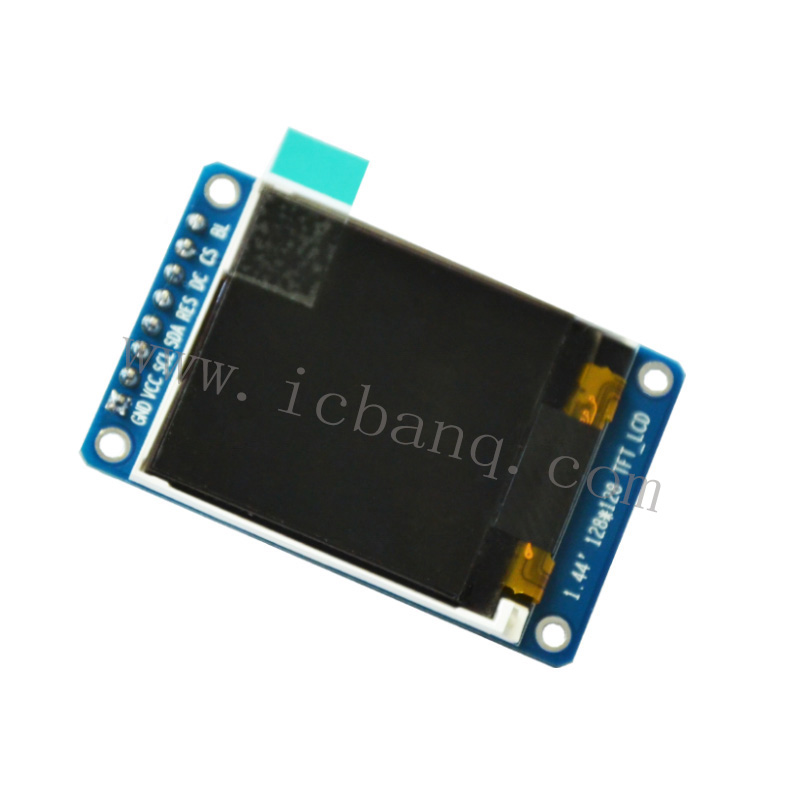 TFT LCD 스크린, 1.4인치, 해상도 128x128 크기: 46.5x25.5mm, 드라이버 칩 ST7735 인터페이스 SPI 8Pin 전압 V 글꼴 색상 옵션 65K 풀 컬러 ZJY114