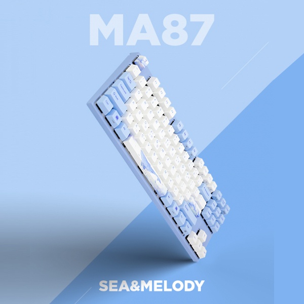 [VARMILO] 유선 기계식 미니키보드, MA87 Sea & Melody 고래 컬렉션 무접점, 로즈축 영문자판 [블루화이트/USB]