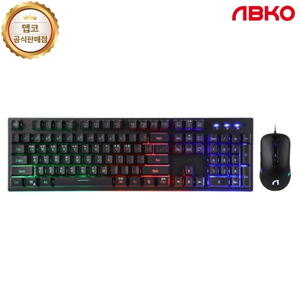 [ABKO] 유선 데스크탑 세트, Hacker KM400 레인보우 LED [키보드USB/마우스USB]