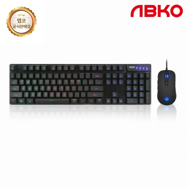 [ABKO] 유선 데스크탑 세트, Hacker KM350 [블랙] [키보드USB/마우스USB]