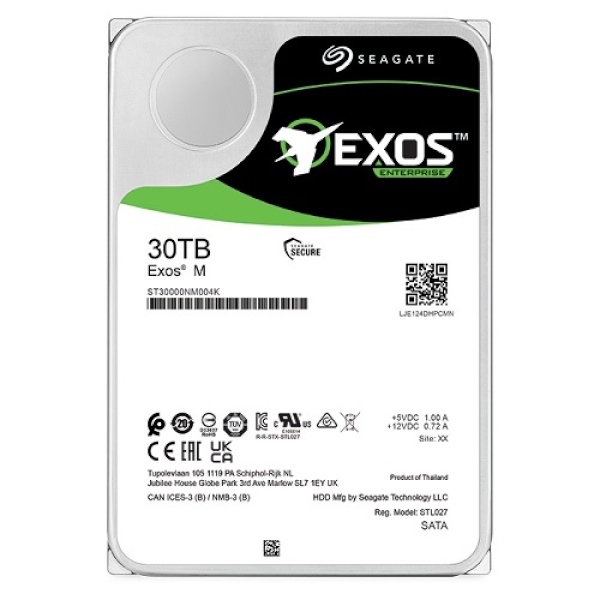 [SEAGATE] EXOS M HDD 3.5 SATA  30TB ST30000NM004K (3.5HDD/ SATA3/ 7200rpm/ 512MB/ PMR)