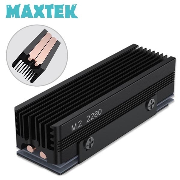 [MAXTEK] 맥스텍 M.2 듀얼 히트 구리 파이프 SSD NVME 방열판 블랙 [MT587]