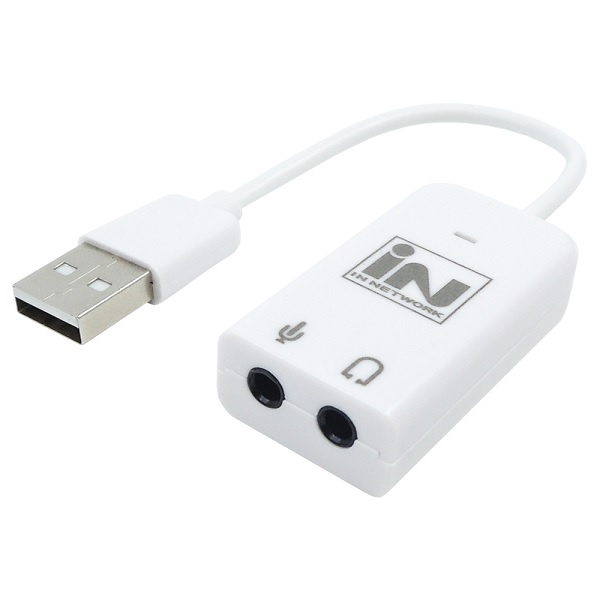 [인네트워크] USB Virtual 7.1 채널 사운드 카드 케이블형 화이트 [IN-U71CW]