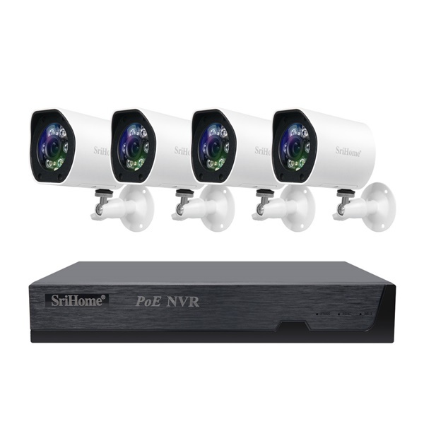 [Coms] CCTV 카메라 4채널 NVR 풀패키지 , FHD 500만화소 PoE 기능지원[SH003]  [NVR + 실외형 CCTV 4대]