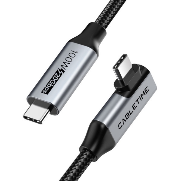[케이블타임] USB 3.2 Gen2 C to C타입 90도 ㄱ자 케이블  0.5M / CU24E