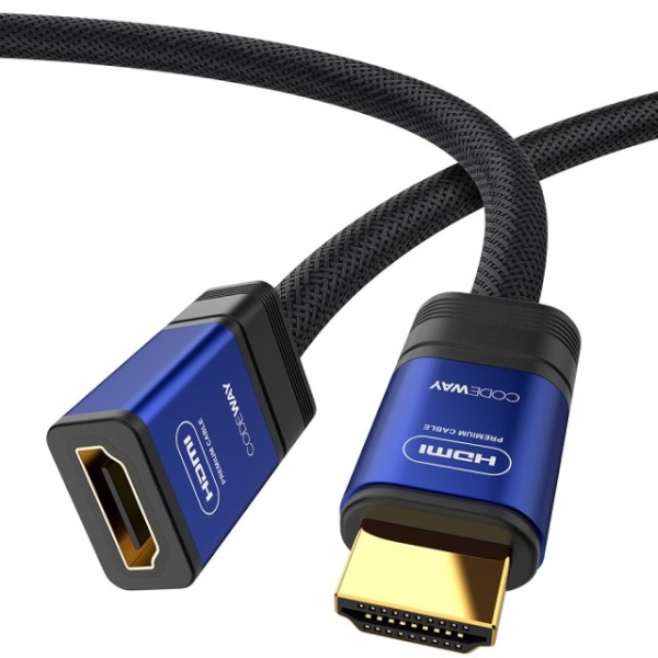 [코드웨이] HDMI to HDMI 2.0 M/F 연장케이블, 블루메탈,  CF20HH0M2 [0.2m]