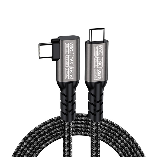 [Ytek] USB4 2.0 케이블 C타입 썬더볼트5 호환 80Gpbs 16K 240W 꺾임형  0.5m [YT-U4V2-050AB]