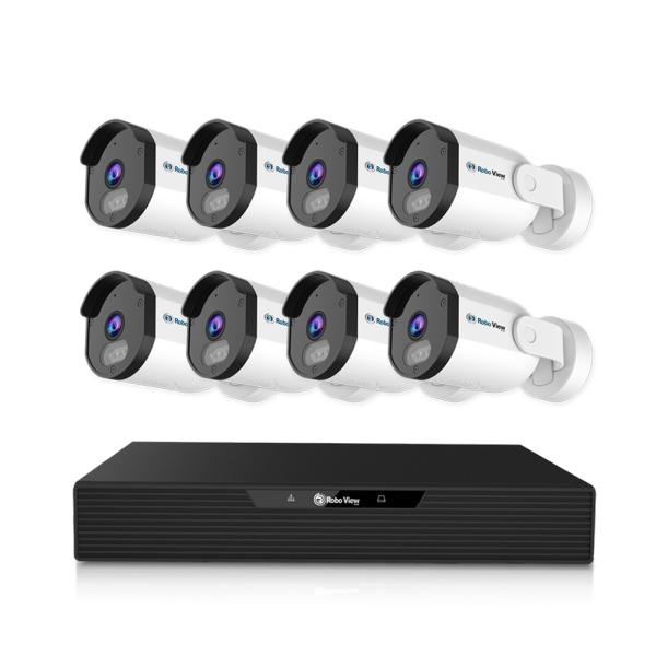 [글로벌아이넷] 로보뷰 NVR 8채널 AI CCTV PoE 4K UHD 녹화기 + N5 5MP PoE IP 카메라 8대 세트