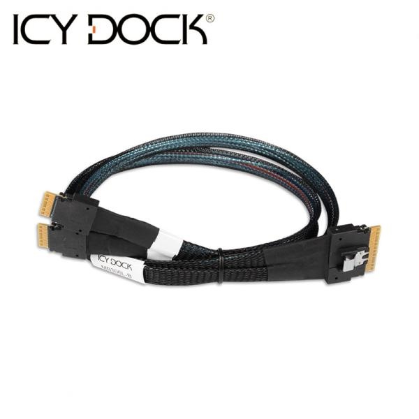 [ICYDOCK] ICY DOCK MB306L-B [SlimSAS 8i SFF-8654 to 2x OCuLink 4i SFF-8611 Cable - 0.5M]