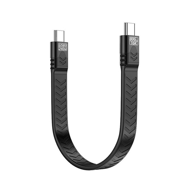 [Ytek] USB4 2.0 케이블 C타입 썬더볼트5 호환 80Gpbs 16K 240W 플랫형  13CM [YT-U4V2-013B]