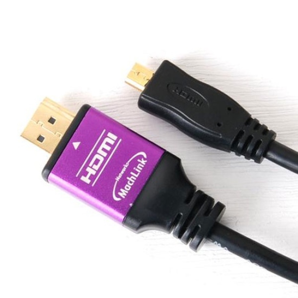 [MachLink] HDMI to Micro HDMI 1.4 변환케이블, 한쪽 퍼플메탈,  ML-HMC012 [1.2m]