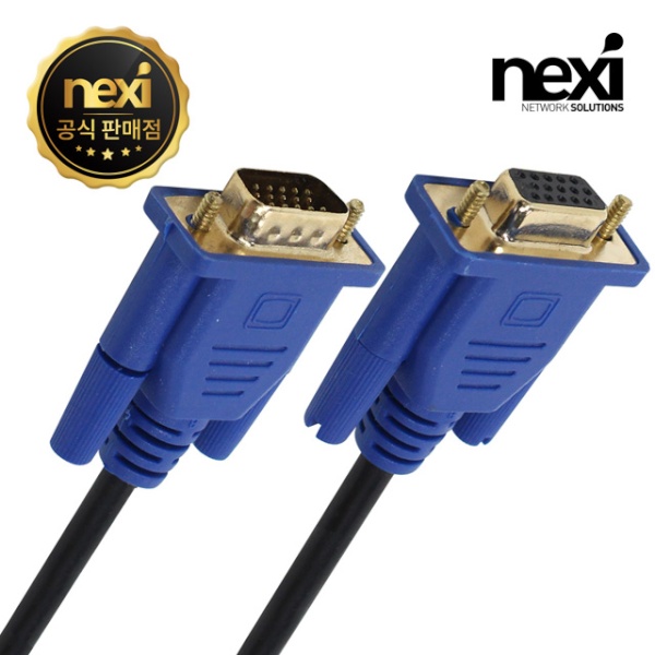 [NEXI] RGB(VGA) to RGB(VGA) M/F 연장케이블, 세미타입,  NX-RGB 연장 / NX87 [블랙/1.8m]