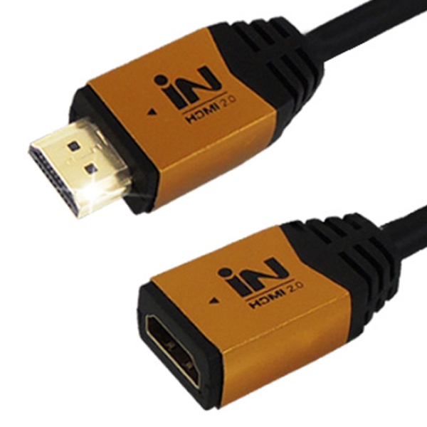 [인네트워크] HDMI to HDMI 2.0 M/F 연장케이블, 골드메탈,  IN-HDMI2GMF02 / INC035 [2m]