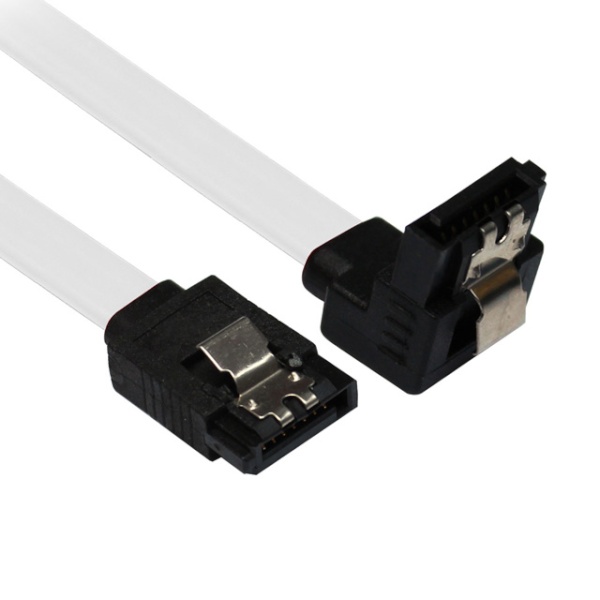 [NEXI] SATA3 ㄱ자 플랫형 케이블, 락킹 커넥터,  NX46 [화이트/0.5m]