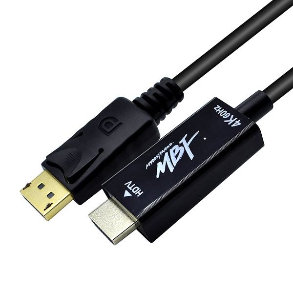 [MBF] DisplayPort 1.2 to HDMI 2.0 변환케이블, 락킹 커넥터,  MBF-DPHC02B [블랙/2m]