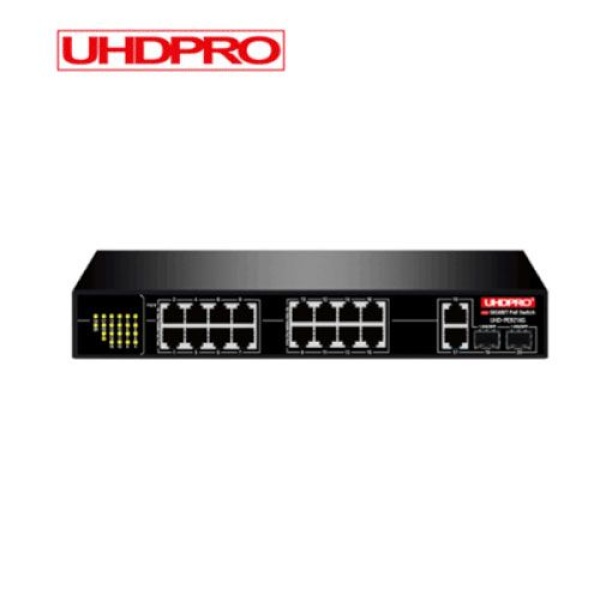 [UHDPRO] UHDPRO UHD-PE9216G POE 16포트 TP 2포트 SFP 2포트 기가비트 POE 광 스위치 허브