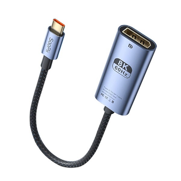 [soopii] Type-C 3.1 to DisplayPort 1.4 미러링 케이블, 넷플릭스지원,  CDF86A [0.15m]