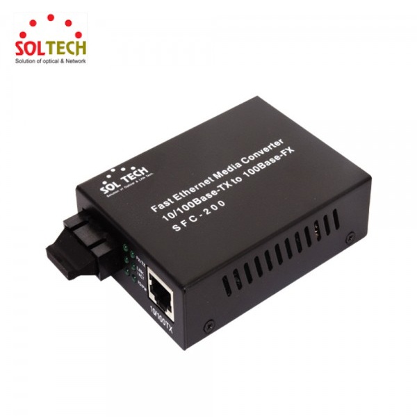 [SOLTECH] 솔텍 SFC200-SCSW/BI 광컨버터 [100Mbps/SC/싱글(WDM)] [전원내장]  [B타입]