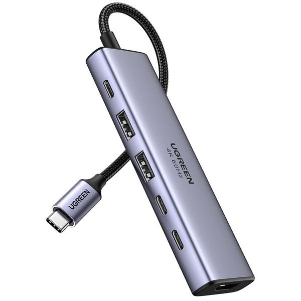 [Ugreen] U-35999 6in1 4K 60Hz  2C 2A (USB허브/6포트/ 멀티허브]  ▶ [무전원/C타입] ◀