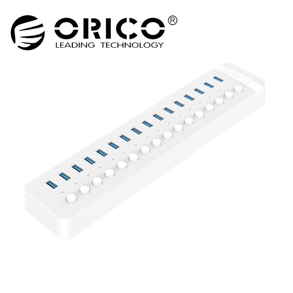 [ORICO] CT2U3-16AB (USB3.0허브/16포트/개별 스위치/유전원/아답터 포함) [화이트]