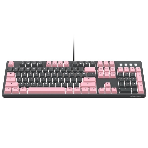 [마이크로닉스] 유선 기계식 키보드, WIZMAX W101P PBT 축교환,  광축클릭 [애쉬핑크/USB]