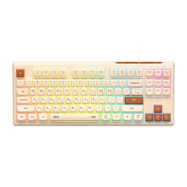 [ABKO] 유선 미니키보드, MK87 저소음 텐키리스  [오트밀/USB]