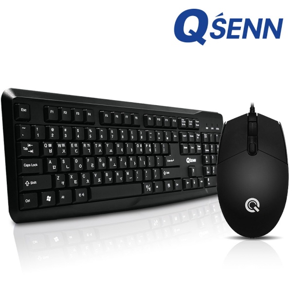 [QSENN] 유선 데스크탑 세트, GP-KM2500 Plus  [블랙/키스킨포함] [키보드USB/마우스USB]