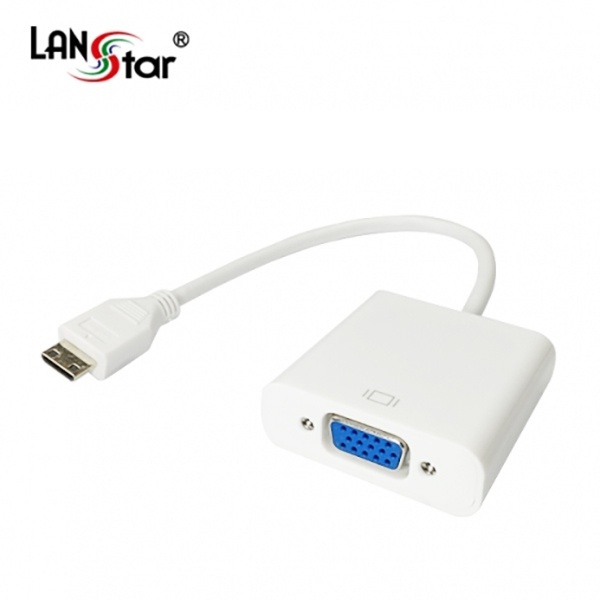 [LANStar] 랜스타 Mini HDMI to VGA 컨버터, 오디오 미지원  [LS-HDV-201C] [화이트]