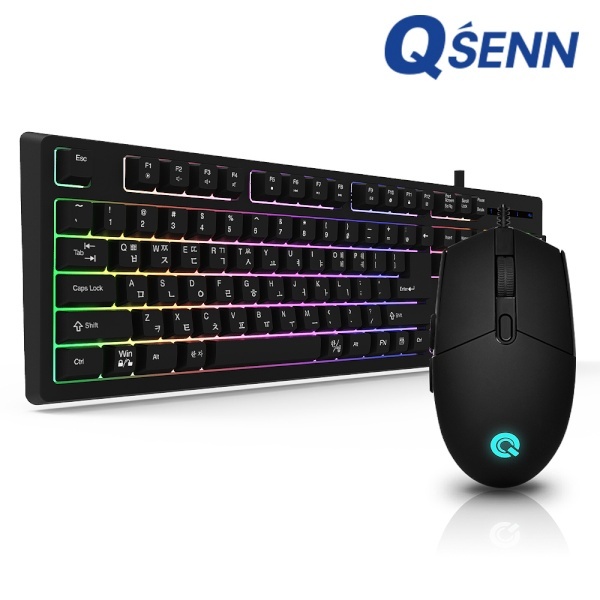 [QSENN]유선 데스크탑 세트, GP-KM4500S LED Stella  [블랙] [키보드USB/마우스USB]
