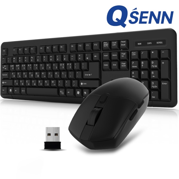[QSENN] 무선 데스크탑 세트, MK110  [블랙/키스킨포함]