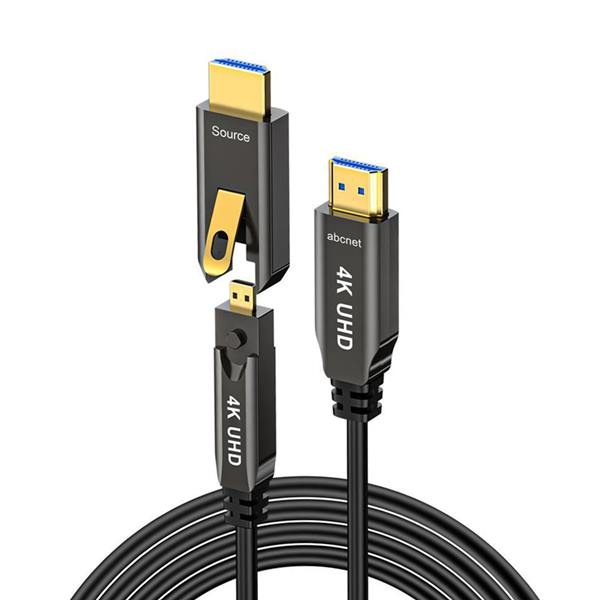 [ABC넷] HDMI to HDMI 2.0 광케이블, 다크그레이메탈, 배관용 한쪽 분리형 멀티소켓  [5m]