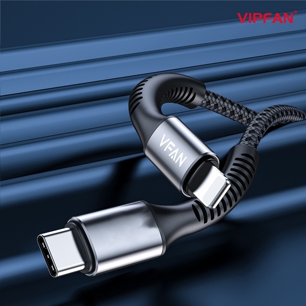 [S2B] VIPFAN, Type-C to 8핀 20W 고속 충전케이블, X22  [블랙/2M]