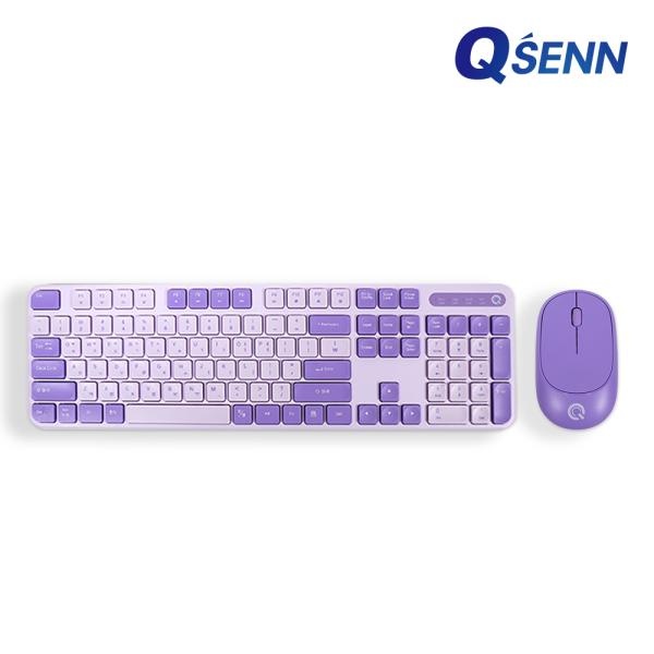 [QSENN] 무선 데스크탑 세트, 큐센 MK314 [키스킨 포함]  라벤더