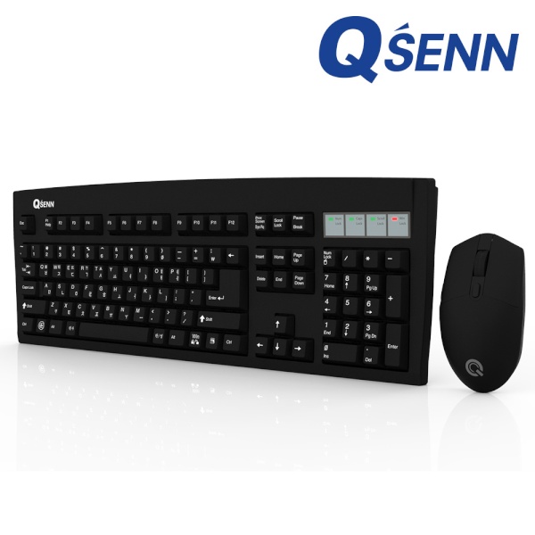 [QSENN] 무선 데스크탑 세트, MK350 윤활  [블랙/키스킨포함]
