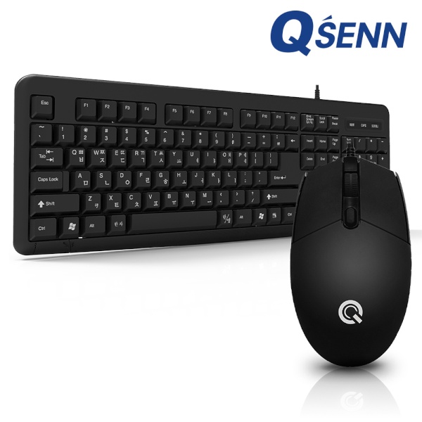 [QSENN] 유선 데스크탑 세트, GP-KM2200 Plus  [블랙/키스킨포함] [키보드USB/마우스USB]