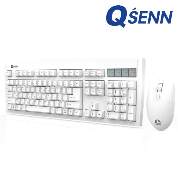 [QSENN] 무선 데스크탑 세트, MK350 윤활  [화이트/키스킨포함]