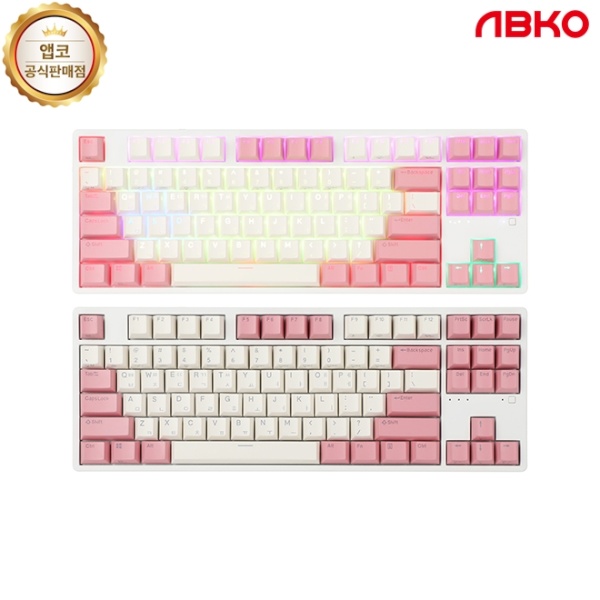 [ABKO] 유선 무접점 미니키보드, KN01C RGB PBT,  45G [핑크/USB]