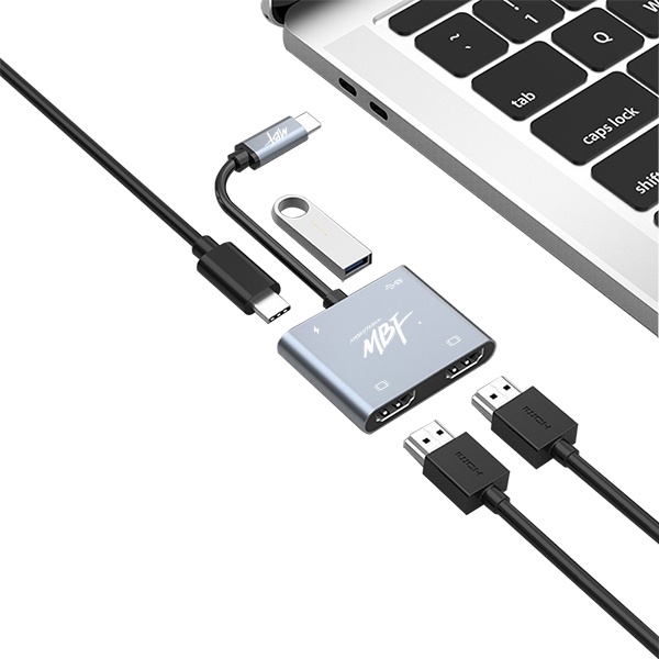 [MBF] Type-C 3.1 to HDMI/USB-A/PD 미러링 멀티 허브 컨버터,  MBF-CDHD4K [그레이]
