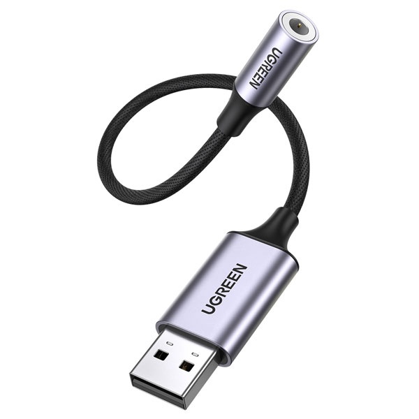 [Ugreen] USB-A 2.0 to 3.5 스테레오 M/F 변환케이블, 4극 외장형 사운드카드 U-30757