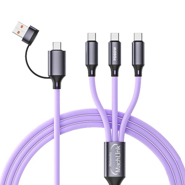 [MachLink] Type-C+USB-A2.0 to C 6in1 60W 멀티 고속 충전케이블, ML-AC6161 [1.2m]