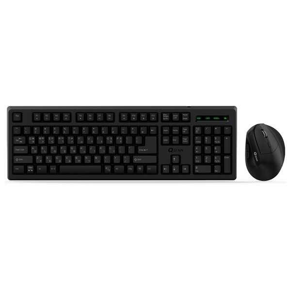 [QSENN] 유선 데스크탑 세트, KM3100 Plus 버티컬  [블랙/키스킨포함] [키보드USB/마우스USB]
