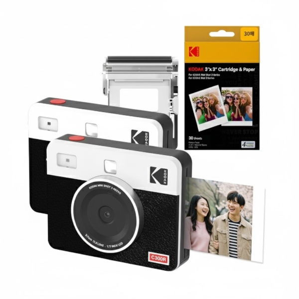[KODAK] 미니샷3 C300R 포토프린터 + 카트리지 38매 (핸드폰 사진인화기)  화이트