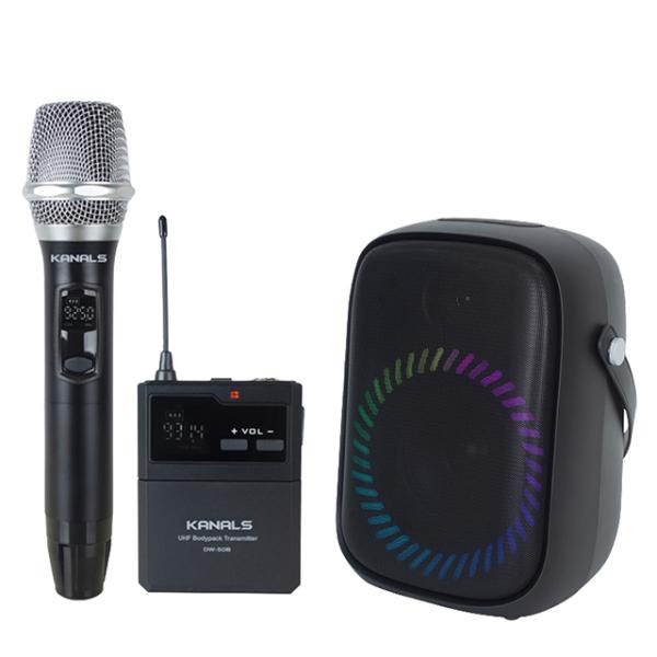 [Kanals] 충전식 블루투스 무선 마이크 공연용 앰프 스피커 세트 BW600