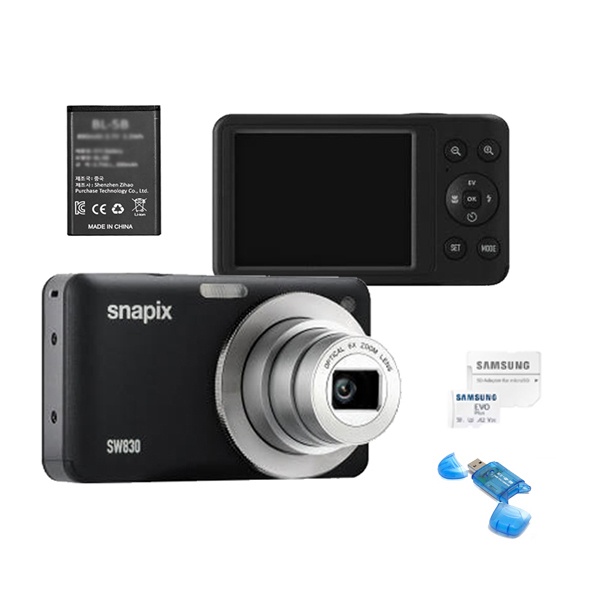 [아이쏘우] SNAPIX 4K 디지털카메라 SW830(128G+배터리2개 패키지) 현장업무용 와이파이제거
