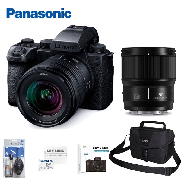 [Panasonic] 파나소닉 풀프레임 미러리스 LUMIX DC-S5 IIX S20-60mm/S50mmDouble Lens KIT+512GB+가방+크리닝킷+보호필름+리더기